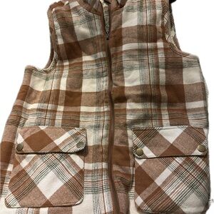 Plaid Sherpa lined vest